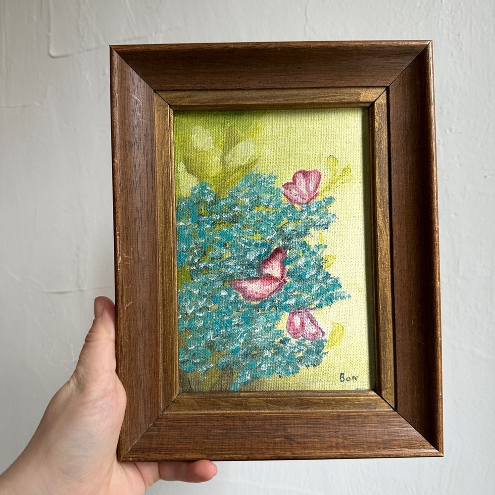 butterfly framed oil painting